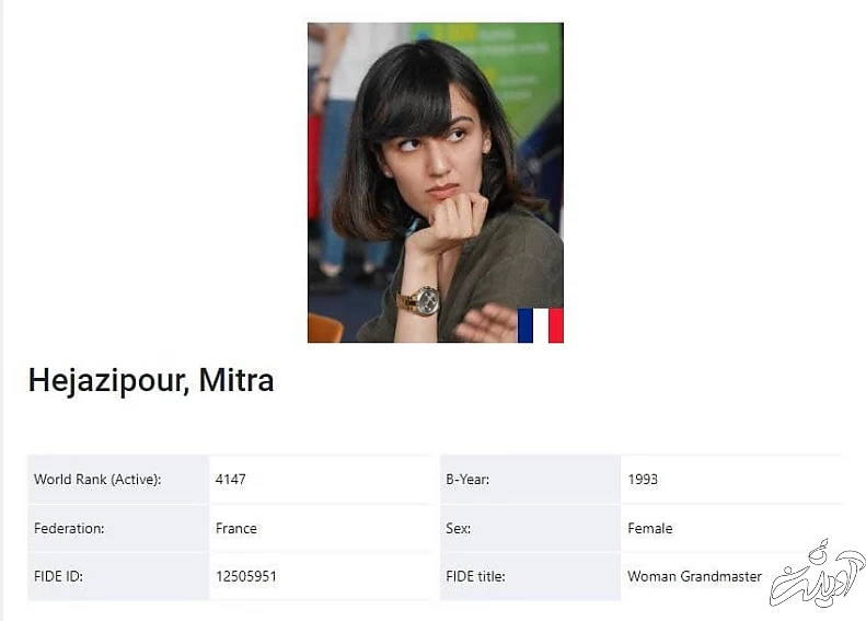 ملی پوش اخراجی شطرنج زنان ایران با پرچم فرانسه!